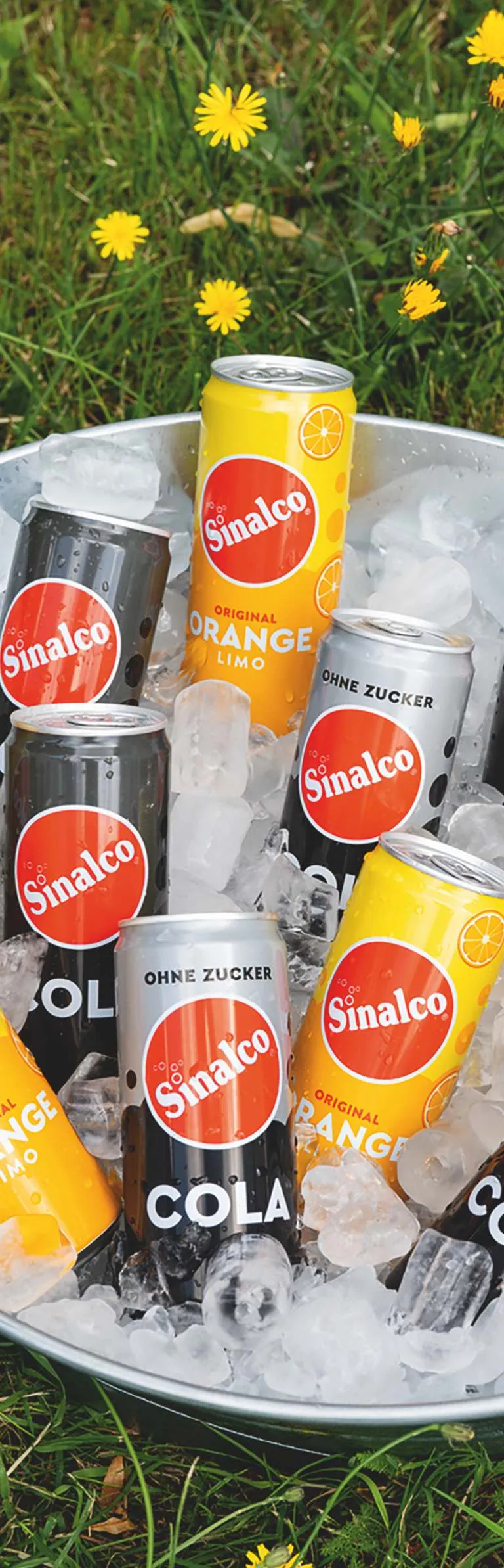 Sinalco-Dosen gekühlt im Eiseimer
